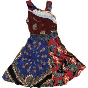 Moulinette‎ Soeurs Anthropologie Patchwork Midi Dress Size 4 Multicolor